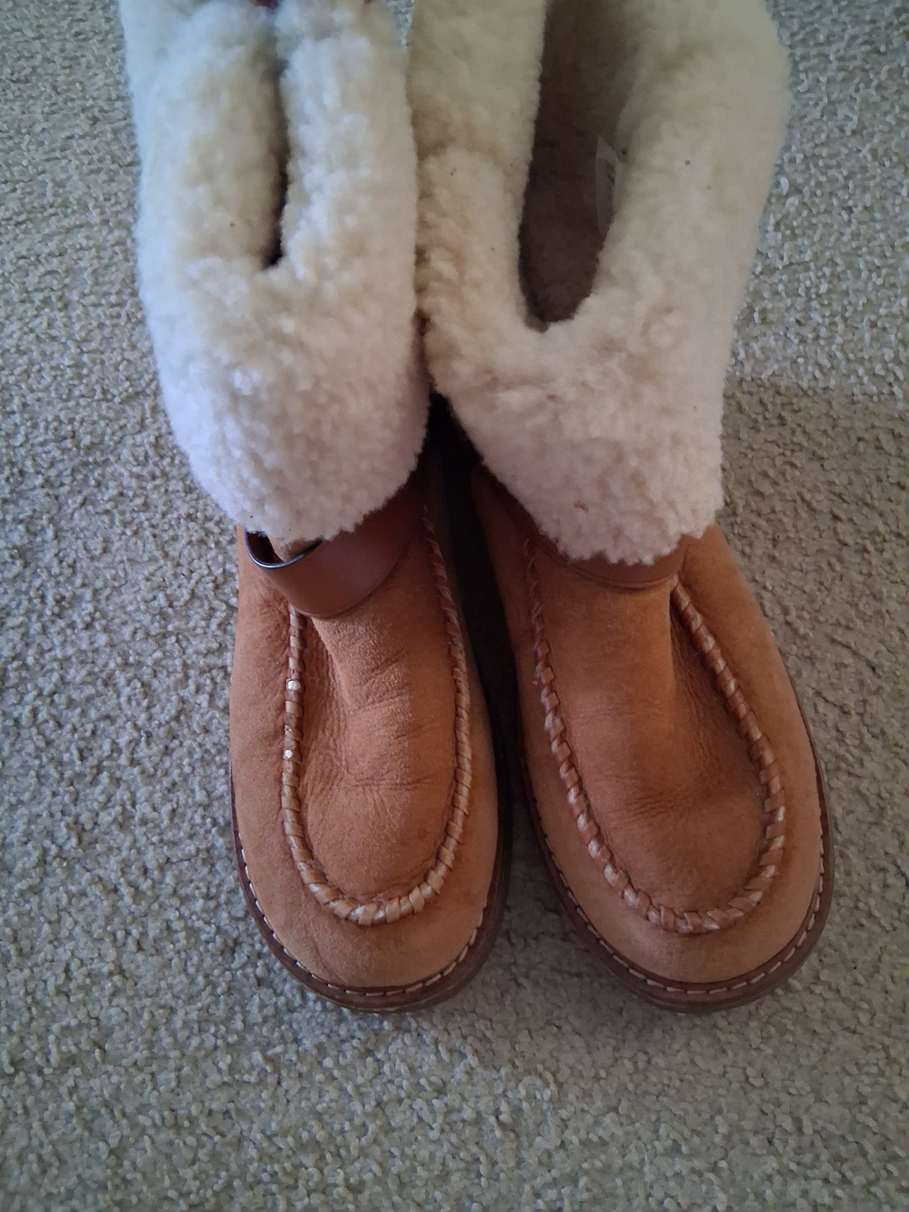 Coach Cozy Women's Shearling-Lined Tan Suede Slip-On Boots